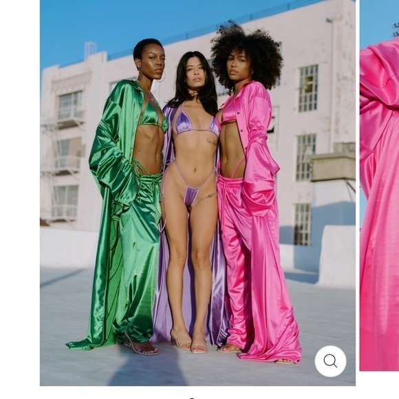 𝅺LAINA Rauma Pants Green S Small Satin Drawstring Pant Trouser Club Bed - Picture 13 of 14